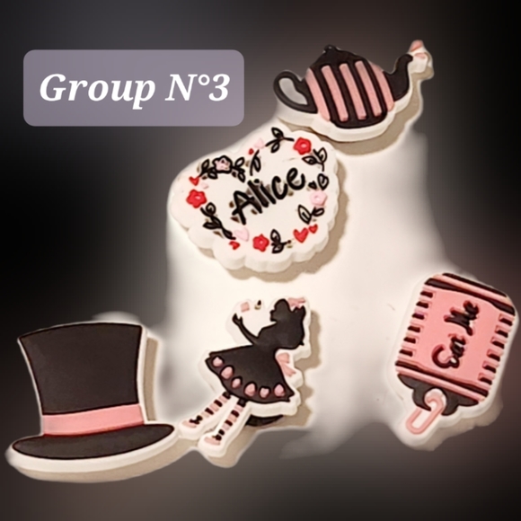 NWT ALICE IN WONDERLAND JIBBITZ FOR CROC'S SHOES! 3 CHOICE GROUPS! - Picture 11 of 15